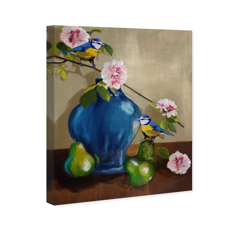 Wynwood Studio Canvas Animals Still Life Cute Birds Blue and Traditional Wall Art Canvas Print - Blue, Green