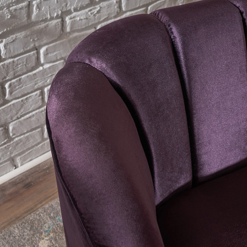 Roomfitters Modern Velvet Accent Chair, Upholstered Barrel Chair with Wooden Legs