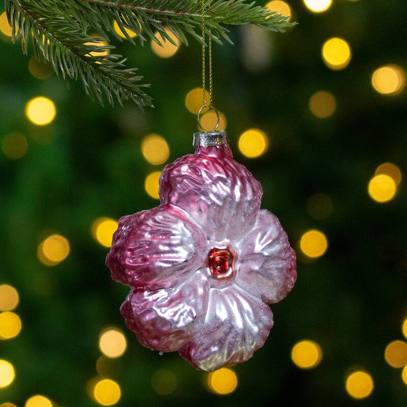 3.5" Light Pink Glass Flower Christmas Ornament