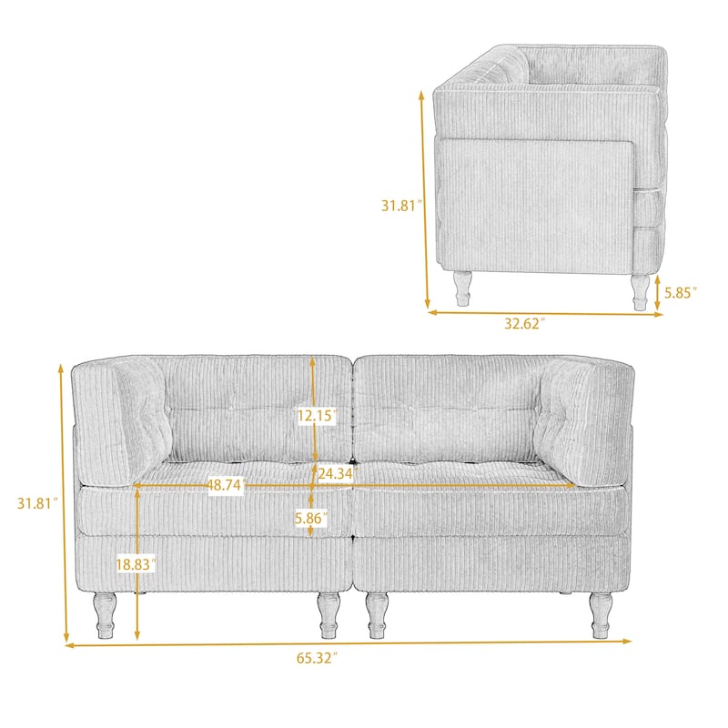 Madison Oversized Upholstered Corduroy Modular Sectional Sofa