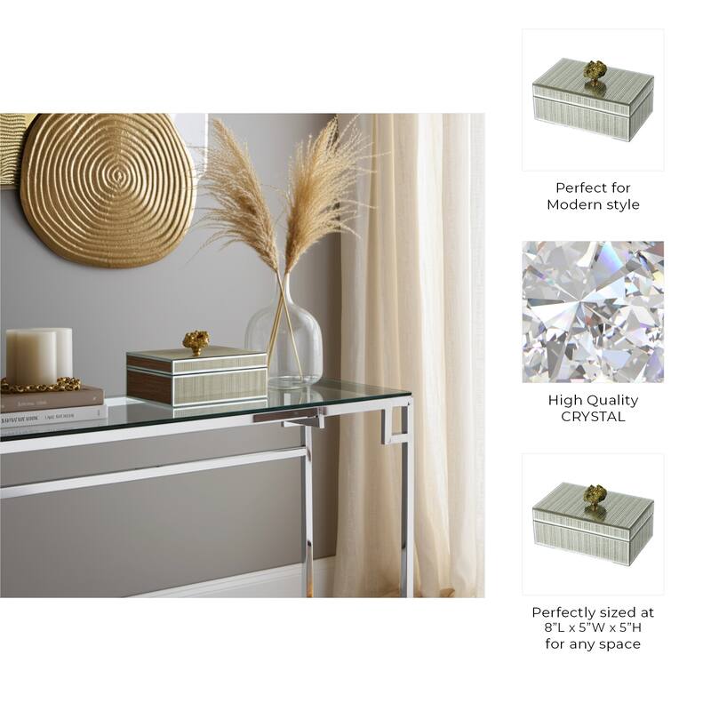 Glass Decorative Storage Jewelry Box with Lid