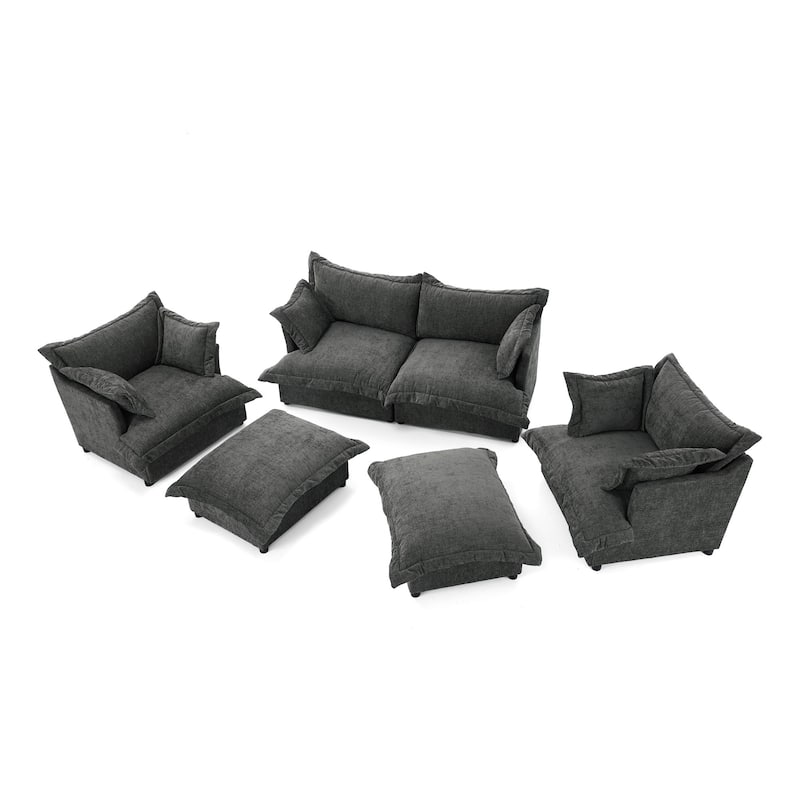 6-Piece Chenille Cloud Modular Living Room Set