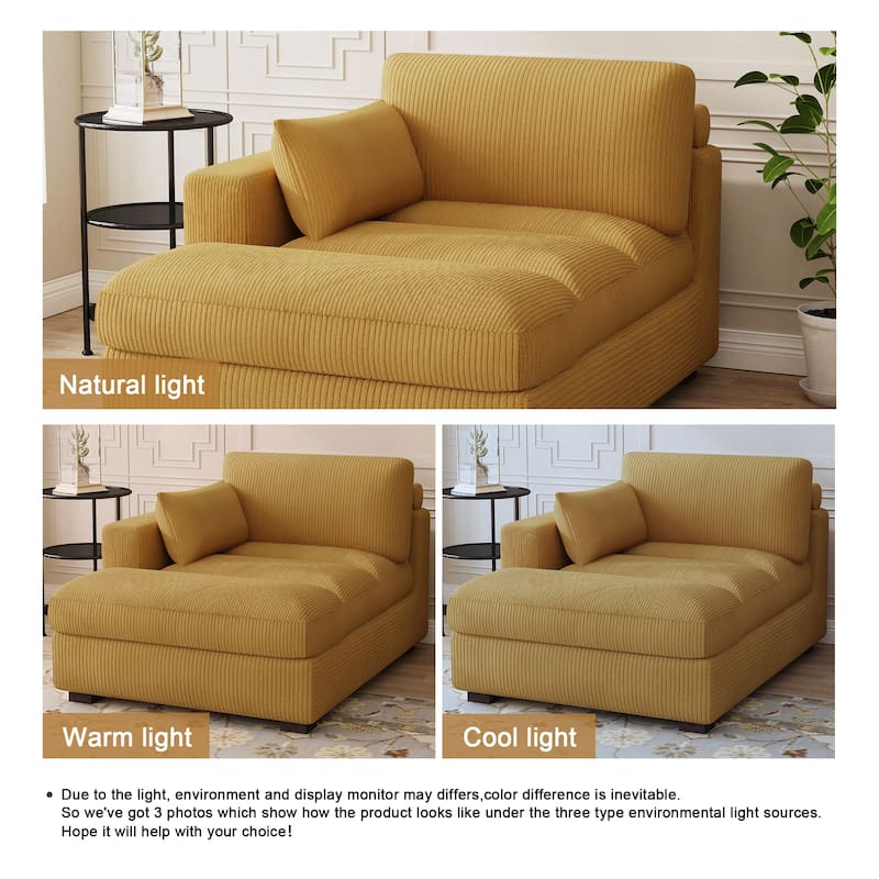 Modern Corduroy L-Shaped Sofa Chaise Lounge Couch