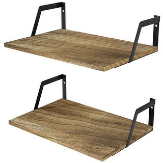 Floating Shelves Wall Mounted Set of 2 Rustic Wood Shelves with Large ...