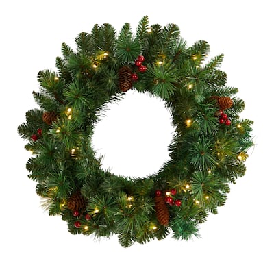 20" Frosted Pine Artificial Christmas Wreath - Green - 20