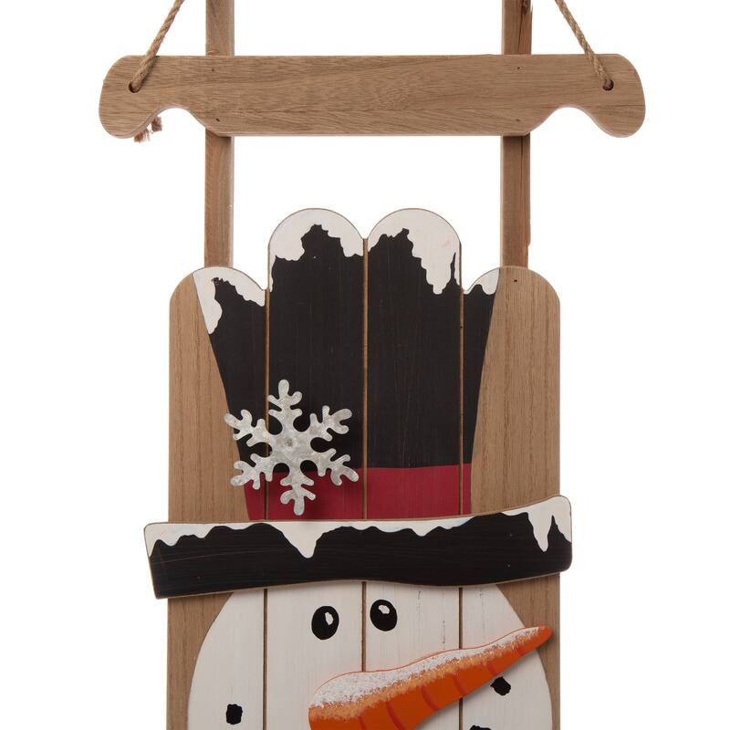 Glitzhome 42"H Wooden Christmas Sleigh Snowman or Santa Porch Sign