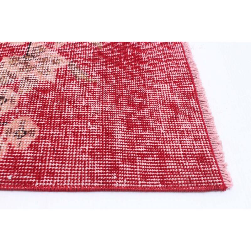ECARPETGALLERY Hand-knotted Melis Vintage Dark Red Wool Rug - 6'9 x 10'6