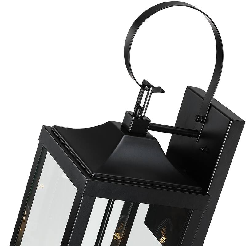 25.7"H 2-Light Large Outdoor Black Exterior Wall Lantern Sconce Light