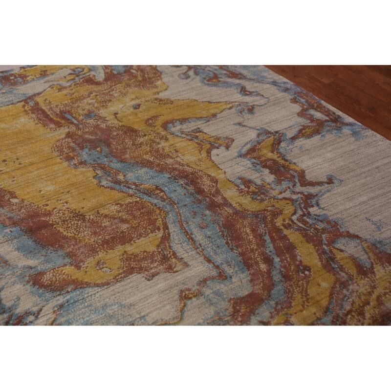 All-Over Abstract Indian Area Rug Handmade Wool Carpet - 5'4"x 7'7"
