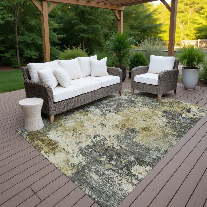 Machine Washable Indoor/ Outdoor Casual Contemporary Chantille Rug