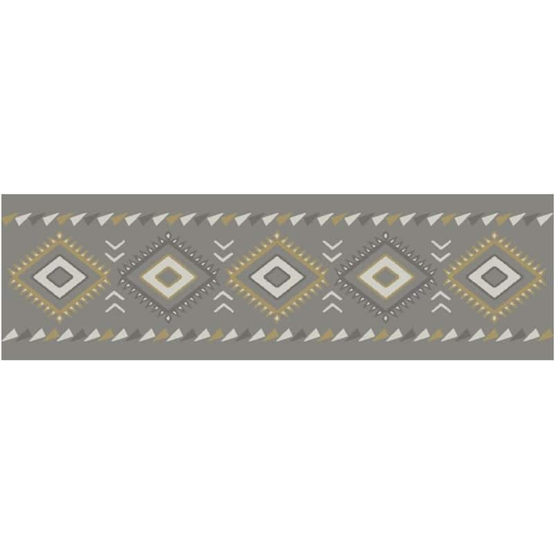 Cozy Cabin Diamonds Tread Non Skid Lodge Stair Treads 9"x30" - 9"x30" (Set of 4) - Gray