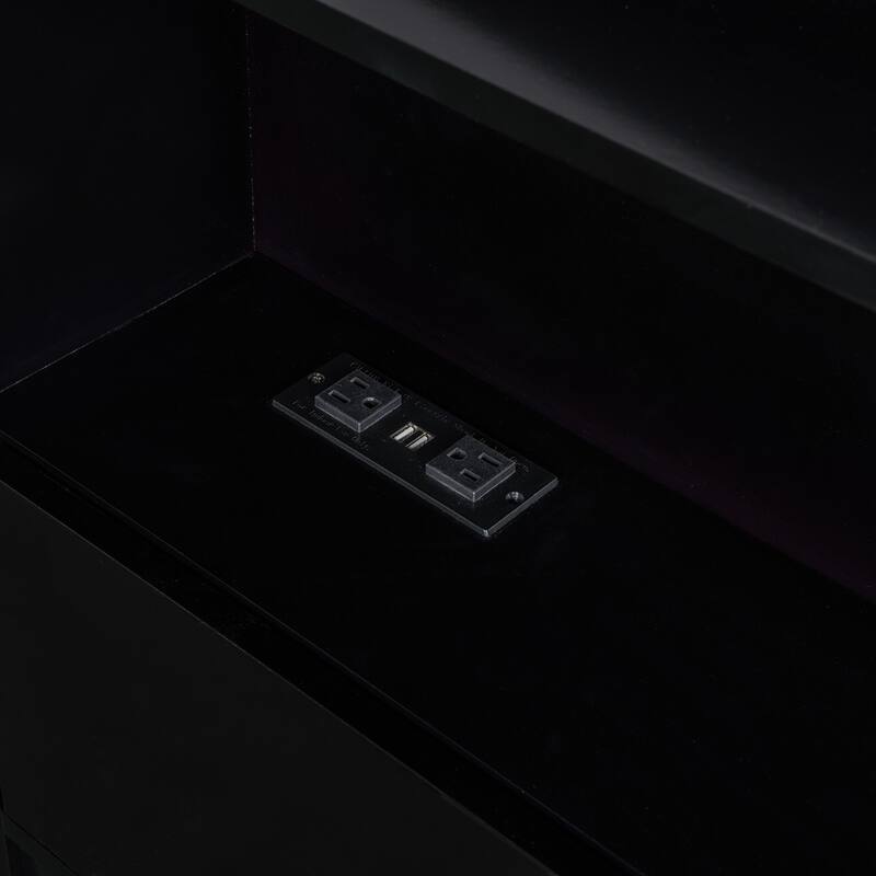 Wooden LED Platform Bed with Trundle