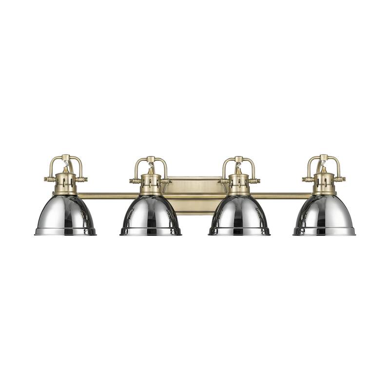 Yep by Golden Lighting Duncan 4-light Vanity in Aged Brass and Chrome shade