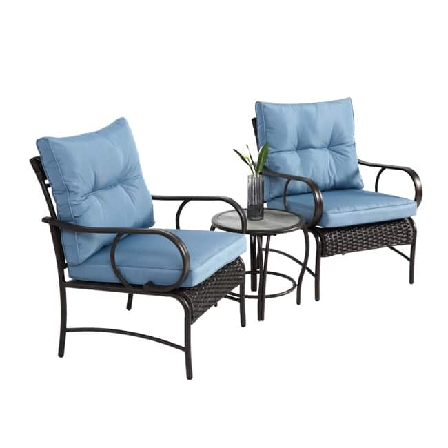 3-Piece Outdoor Patio Set – Modern Wicker Conversation Set with Rattan Chairs & Coffee Table‌