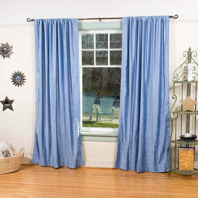 Light Blue Rod Pocket Velvet Curtain / Drape / Panel - Piece - 80" W X 84" L (Lined) - 84 Inches