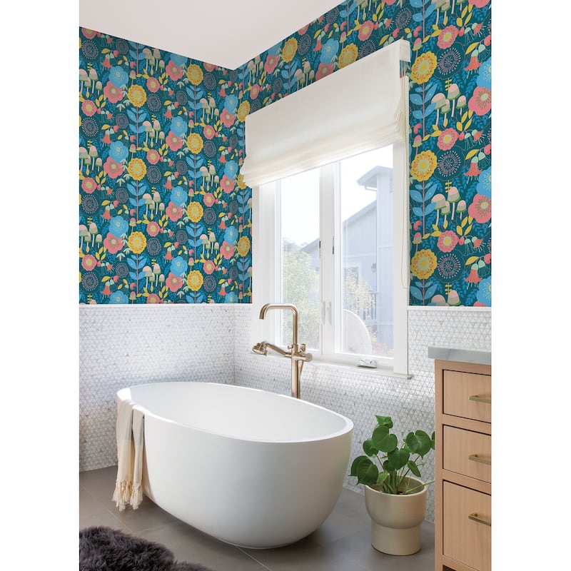 Megan Carter Dream Garden Teal Peel and Stick Wallpaper