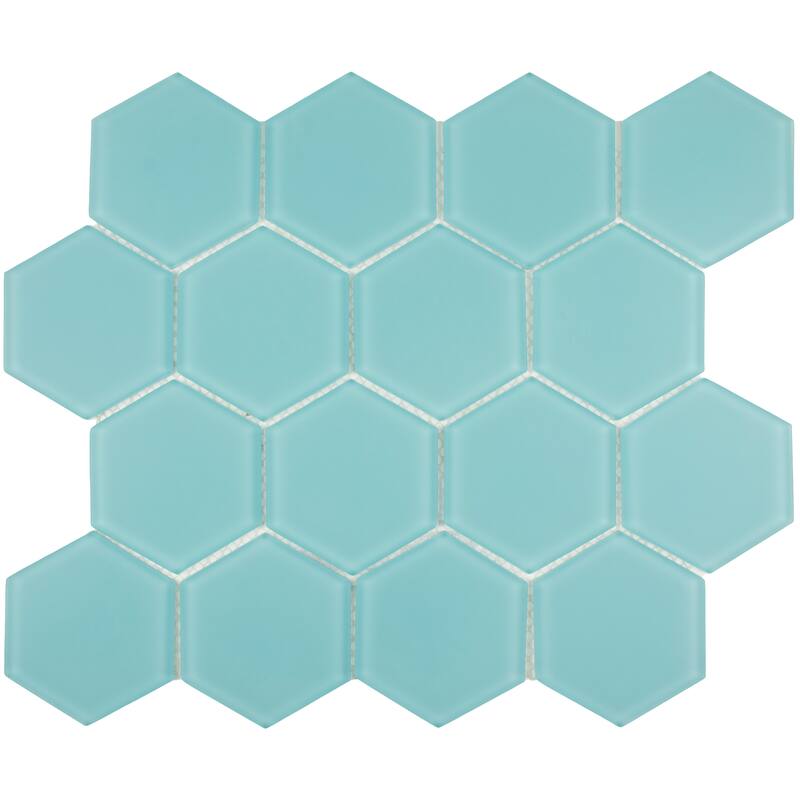3" Beehive 10.25 in. x 11.75 in. Hexagon Glass Mesh-Mounted Mosaic Tile