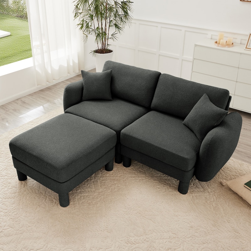 Loveseat Sofa, 78" 2-Seater Upholstered Couch Modern Sectional Couches with Shell-shaped Armrests for Living Room