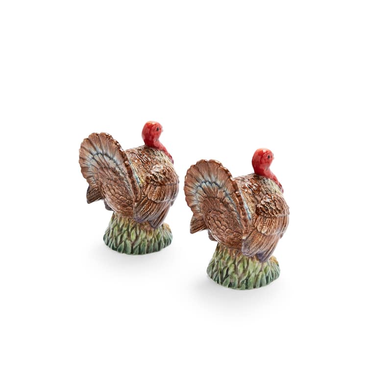 Spode Woodland Turkey Salt and Pepper Set - 2.5" D x 3.5" H