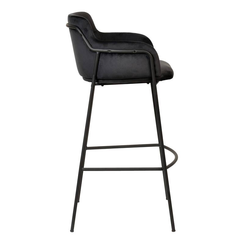 LeisureMod 40" Velvet Upholstered Bar Stool - Counter Height Bar Stool with Stainless-Steel Frame and Footrest for Home Bar