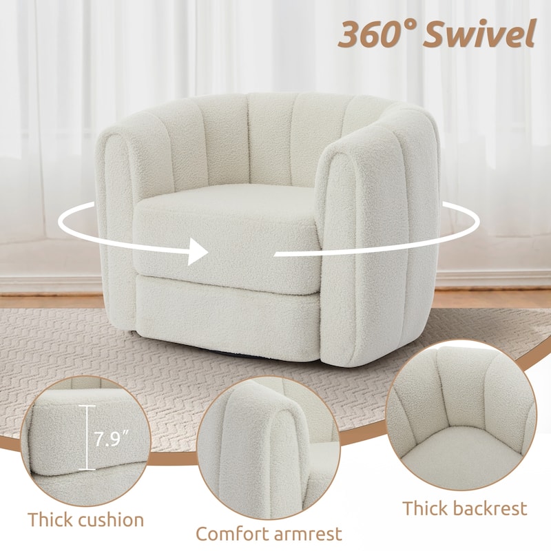 Accent Barrel Chair, Modern Round Armchairs with Upholstered, Comfy Swivel Accent Chair for Living Room