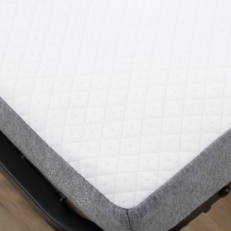 HOMCOM Folding Bed with Mattress for Adults, Single Size, Portable Foldable Bed with Luxurious Memory Foam Mattress, White