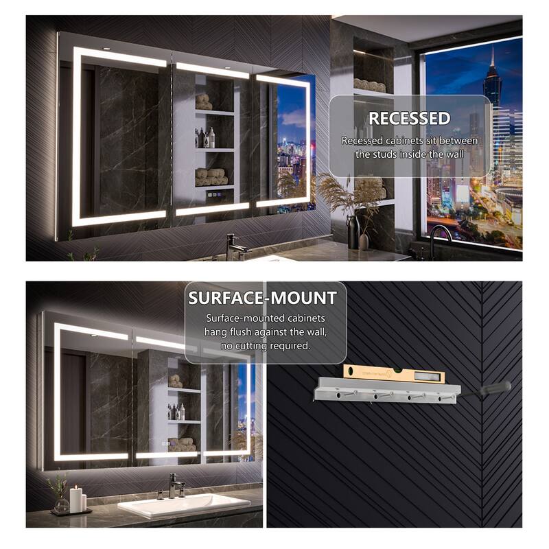 Modland 48"-72"W x 36"H Lighted Bathroom Medicine Cabinet with Backlit & Frontlit Modes,Anti-Fog