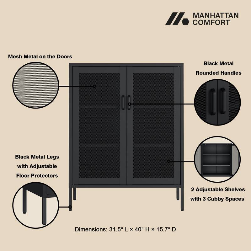 Manhattan Comfort Amelia 32" Metal Accent Cabinet