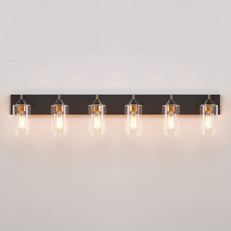 KAWOTI 6-light Bathroom Vanity Light with Clear Glass Shade