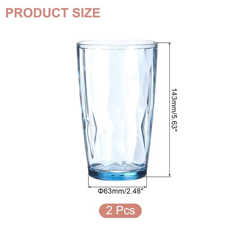 2Pcs Acrylic Drinking Glasses Plastic Reusable Tumblers - Sky Blue - 17oz