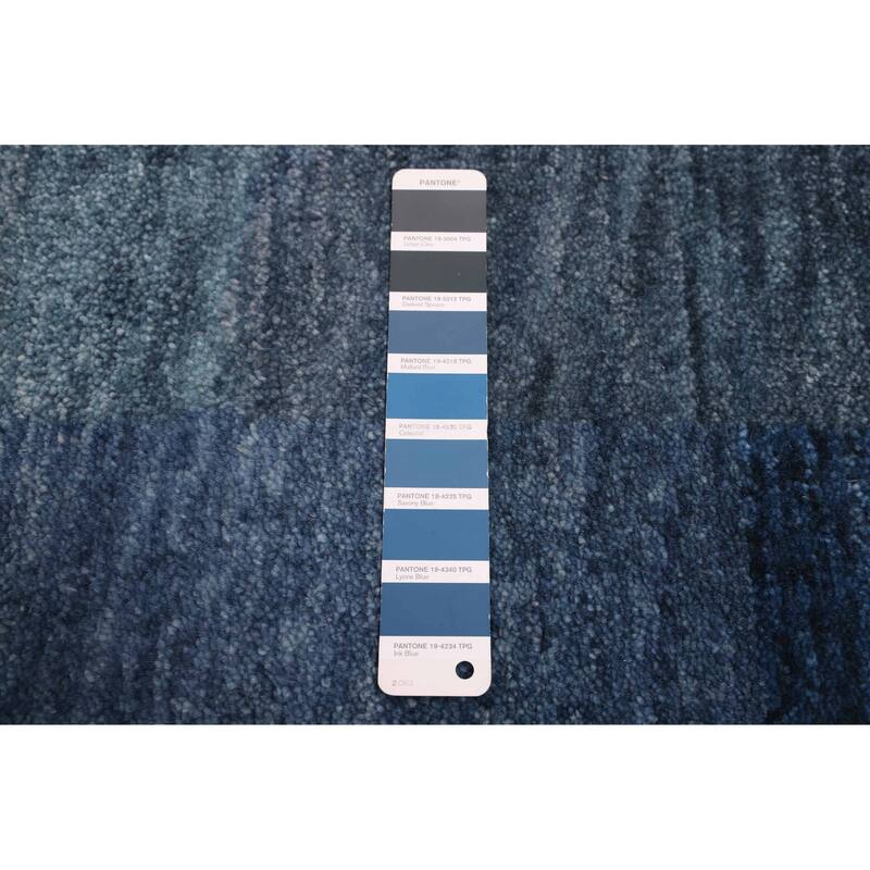 ECARPETGALLERY Hand-knotted Pak Finest Gabbeh Dark Blue Wool Rug - 7'10 x 7'9