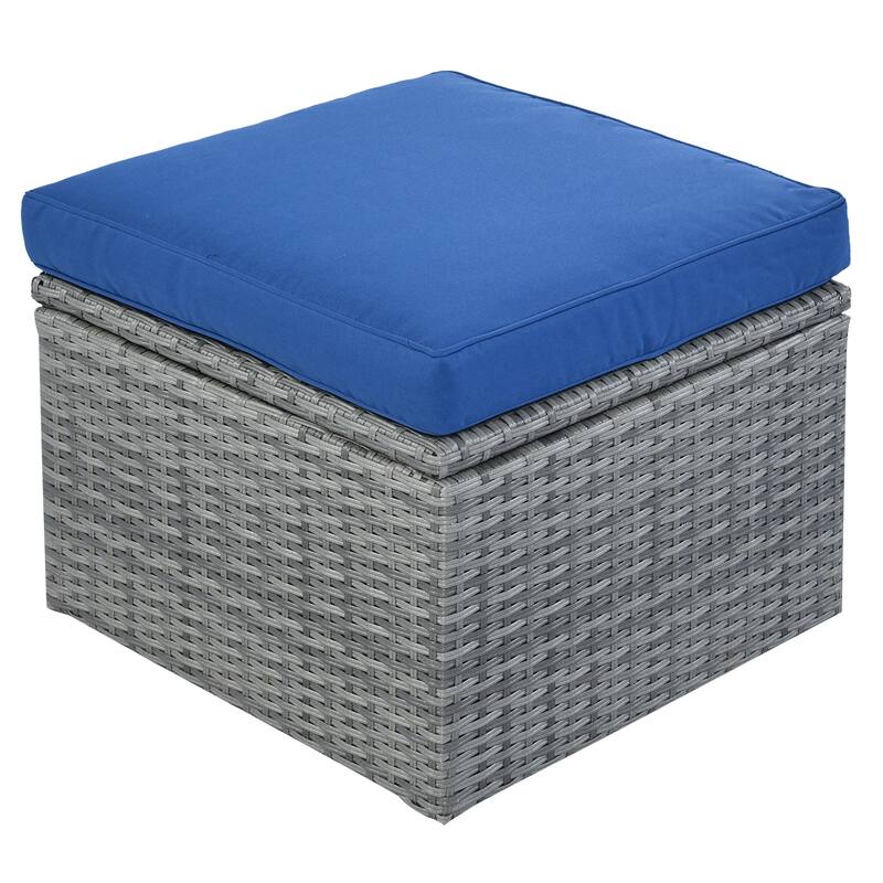 6-Pieces Outdoor Patio Rattan Round Daybed Sunbed Set with Retractable Canopy and Lift Table