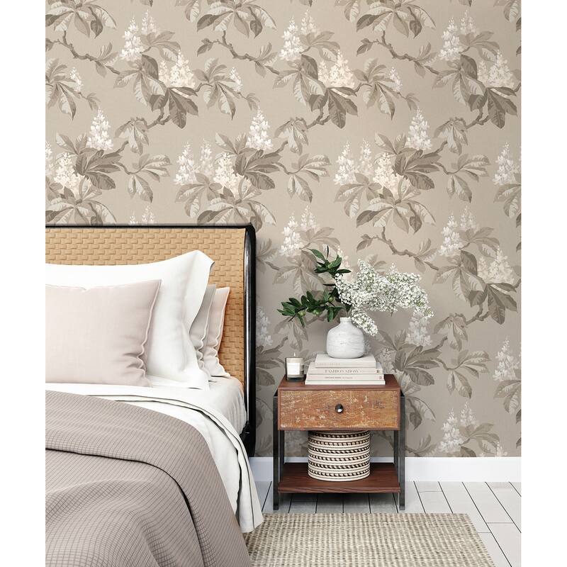 Chestnut Beige Floral Wallpaper