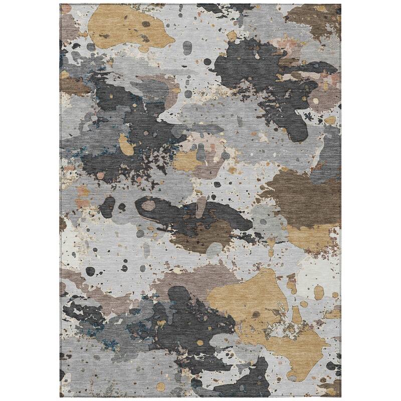Machine Washable Indoor/Outdoor Modern Splatter Chantille Rug