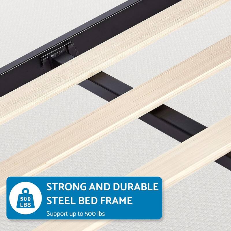 Full Size Metal Platform Bed Frame with Headboard Footboard, Heavy Duty Steel Slat Support, Easy Assembly Mattress Foundation