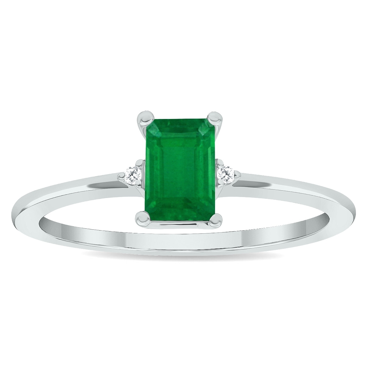 Marquee Women's Emerald and Diamond Classic Band in 10K White Gold