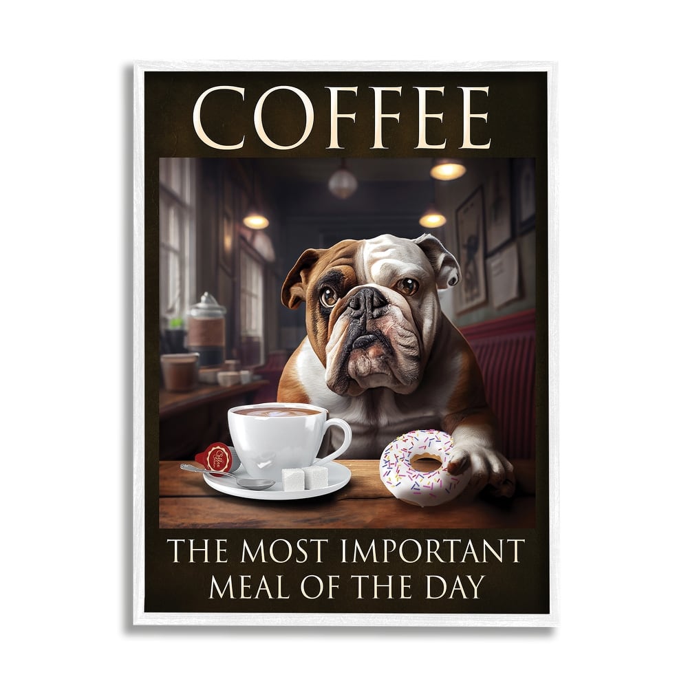 Stupell Coffee Important Meal Dog Framed Giclee Art Design by Karen Burke