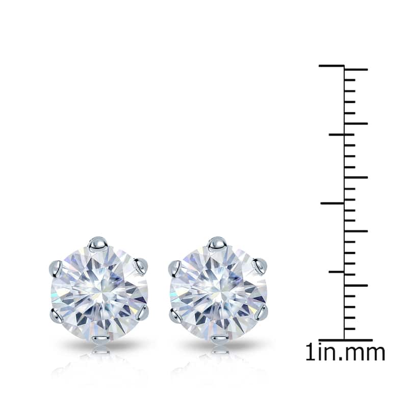 Auriya 14k Gold 4ctw Round Moissanite Stud Earrings - 8.2 mm