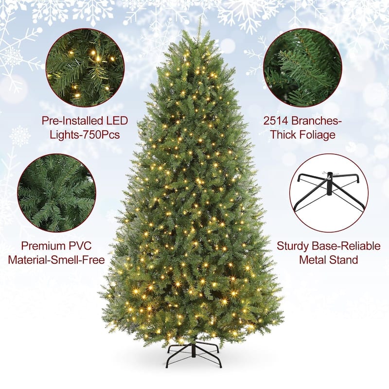 Pre-Lit Artificial Christmas Tree with Warm White Lights