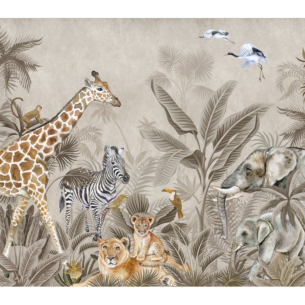 Veer Decor Safari Tales Wall Mural - Taupe