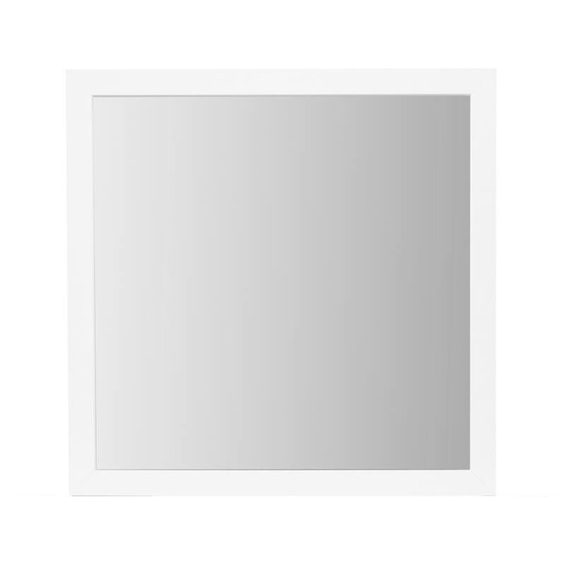 HomeRoots 40" White Wood Square Dresser Mount Framed Mirror - 39.56 in. x 39.56 in. x 0.18 in.