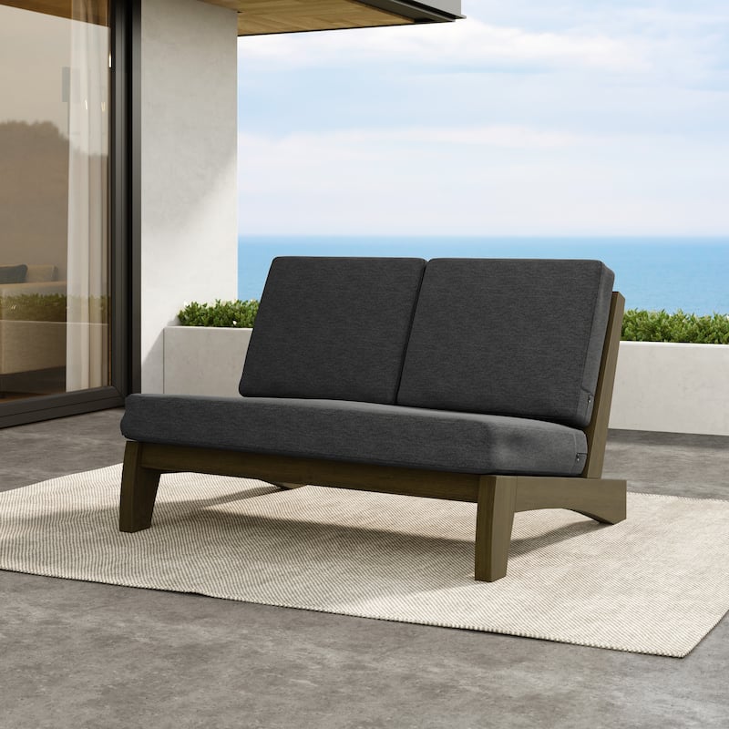 Outdoor Furniture Teak Wood Armless Loveseat Sofa With Cushion