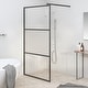 preview thumbnail 50 of 71, vidaXL Walk-in Shower Wall multi size Half Frosted ESG Glass Black