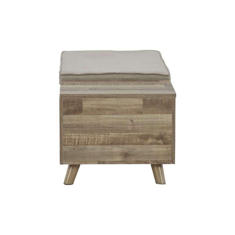 Gerdanet Beige/Brown Storage Bench - 38"W x 18"D x 16"H