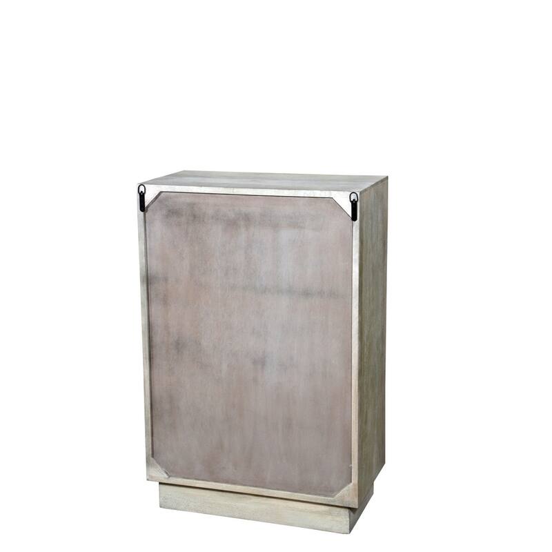 HomeRoots 35" Gray Carved Abstract Solid Wood Five Drawer Dresser