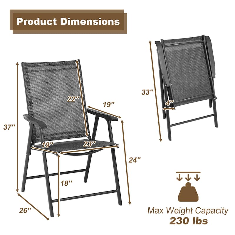 Aoodor Set of 4 Patio Folding Chairs
