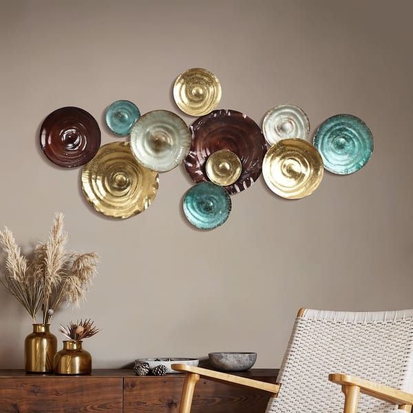 Multi-Color Ripple Plates 47.2-Inch Wide Abstract Metal Wall Decor ...