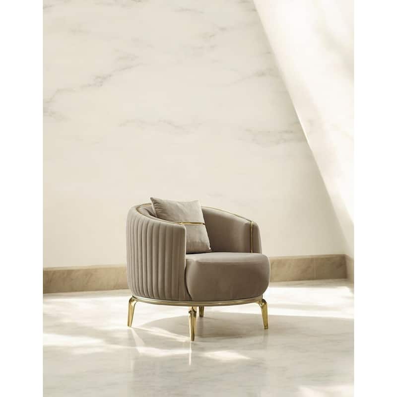 Amoria Upholstered Velvet Accent Chair - Beige