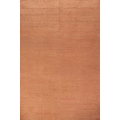 Orange Modern Gabbeh Area Rug Hand-Knotted Wool Carpet - 6'8" x 9'9"