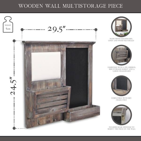 Gray Wooden Wall Chalkboard With Side Storage Basket Gray Wooden Wall Chalkboard With Side Storage Basket